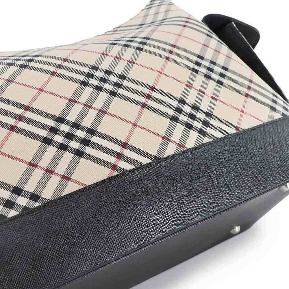 Burberry Nova Check Shoulder Bag Beige Tan Canvas Leather Black - Picture 9 of 9